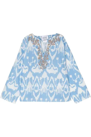 DOUUOD KIDS Embroidered-detail cotton blouse