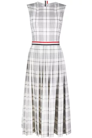 Thom Browne Pleated check-pattern dress