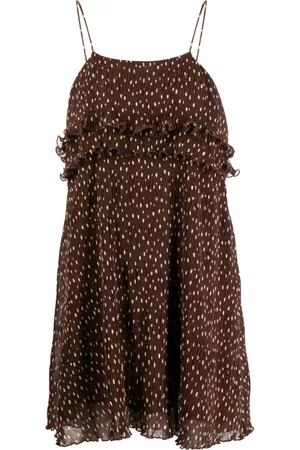 Ganni Ruffle trim polka dot dress