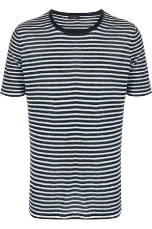 Roberto Collina Men Short Sleeve - Two-tone striped linen T-shirt