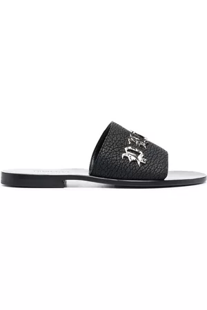 Philipp Plein Logo-lettering leather slides