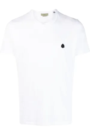 corneliani Men Short Sleeve - Embroidered-logo cotton T-shirt