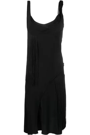 Victoria Beckham Asymmetric fringed slip dress