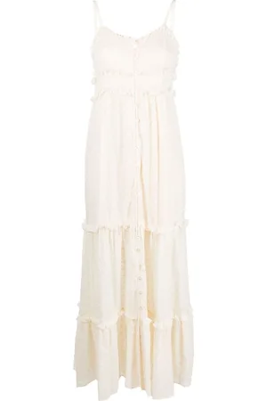 Liu Jo Floral-embroidery ruffled long dress