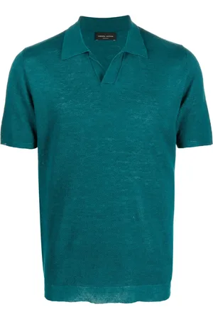 Roberto Collina Men Polo Shirts - Open-collar short-sleeve polo shirt