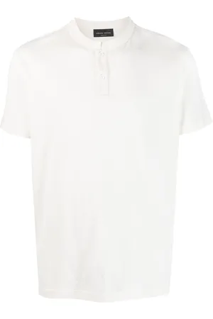 Roberto Collina Men Polo Shirts - Band-collar polo shirt