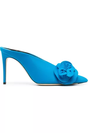 Victoria Beckham Floral-appliqué 105mm leather mules