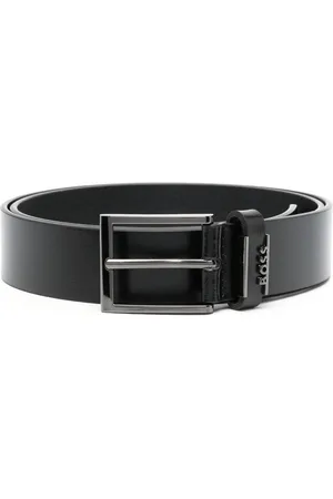 HUGO BOSS Men Belts - Logo-plaque leather belt