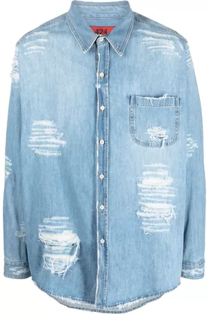 424 FAIRFAX Distressed denim shirt