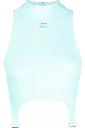 Courrèges Logo-patch sleeveless cropped top