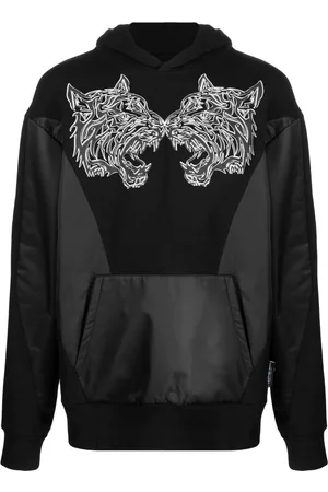Philipp Plein Tiger-print panelled hoodie