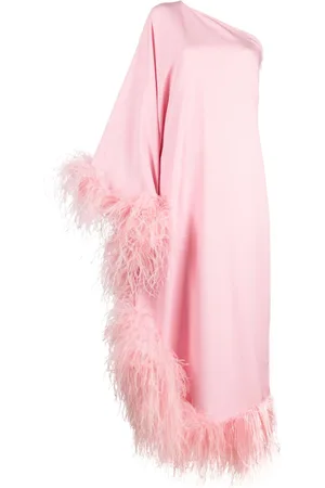‎Taller Marmo‎ Ubud feather-trim one-shoulder gown