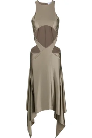 The Attico Draped-hem cut-out midi dress