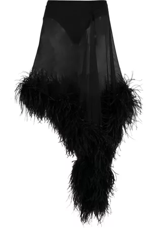 The Attico Miya feather-trimmed asymmetric skirt