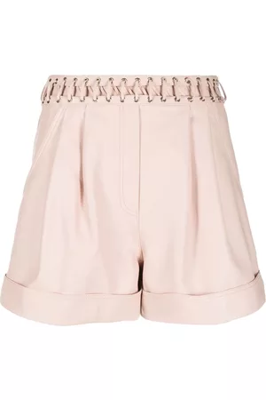 Balmain Lattice-detail leather shorts