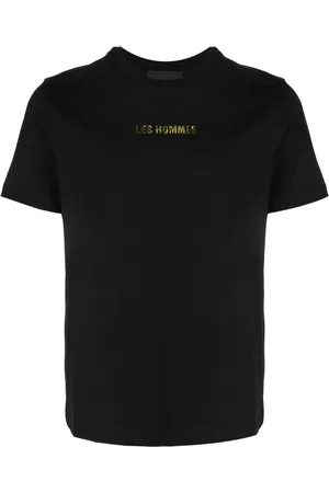 Les Hommes Men Short Sleeve - Logo-print short-sleeve cotton T-shirt