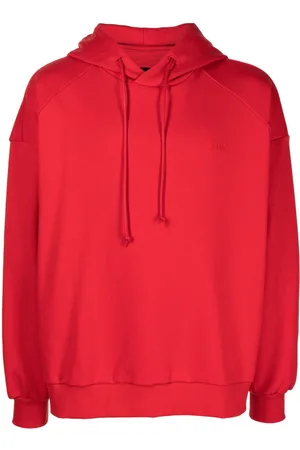JUUN.J Logo-patch drawstring cotton hoodie