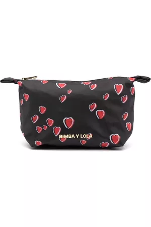 Bimba y Lola large Hearts-print makeup bag, Green