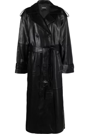 Mainless Double-breasted leather coat