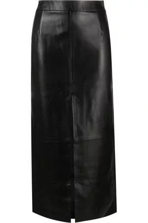 Mainless High-waisted pencil leather skirt