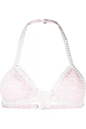 Camouflage embellished cotton bralette in pink - Alessandra Rich