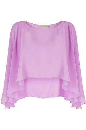 BLANCA Transparent ruffled cropped top