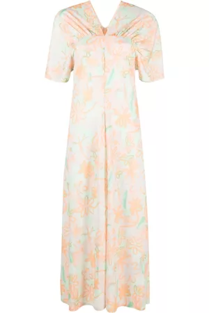 Bimba Y Lola Acrylic Flowers-print Midi Dress In Green