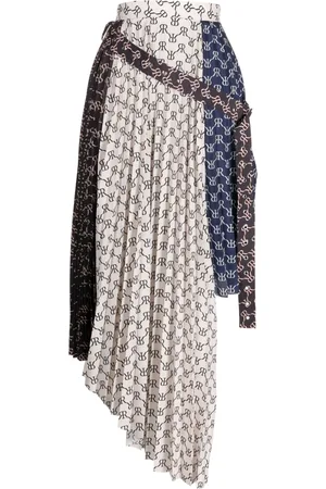 Rokh Asymmetric monogram-print skirt