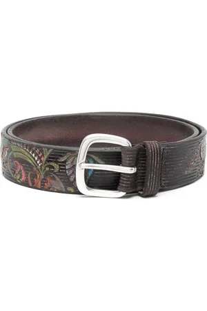 Orciani Embroidered-motif leather belt