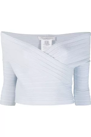 Serafini Ribbed-knit V-neck cropped top
