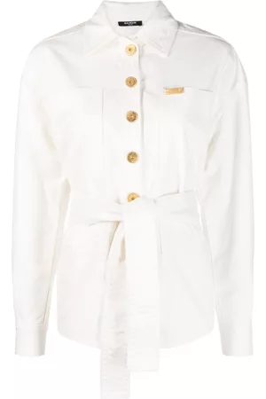 Balmain Logo-plaque denim shirt jacket