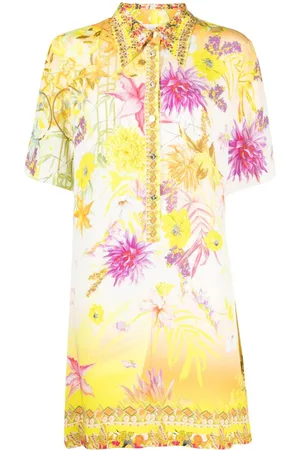 Camilla Floral-print short-sleeved silk dress