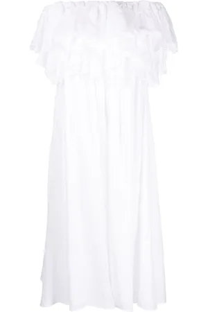 Chloé Ruffled off-shoulder midi dress