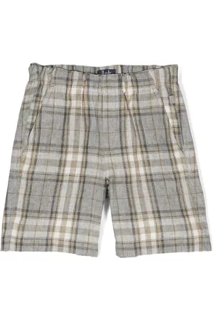 Il gufo Check-pattern linen-flax shorts