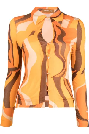 REJINA PYO Lowry cut-out abstract-orint shirt