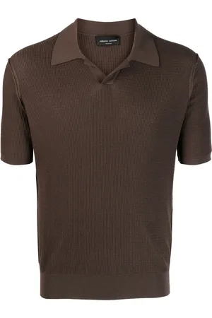 Roberto Collina Men Shirts - V-neck cotton polo shirt