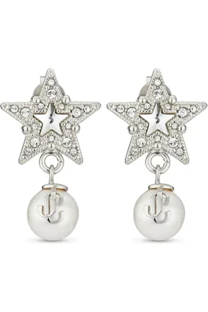 Jimmy Choo Crystal Star debossed-logo earrings