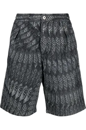 MARCELO BURLON Feather-print denim shorts