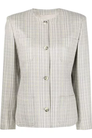 VALENTINO GARAVANI 1980s Prince of Wales collarless jacket
