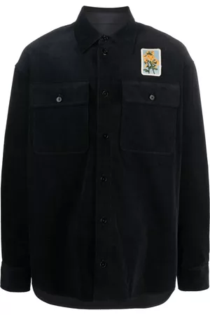 Jil Sander Embroidered patch corduroy shirt