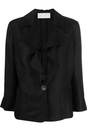 VALENTINO GARAVANI 2010 ruflle-collar single-breasted linen jacket