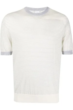 ELEVENTY Men Short Sleeve - Striped fine knit T-shirt