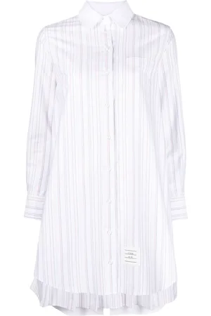 Thom Browne Striped pleat-detail shirtdress