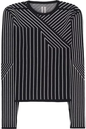 Rick Owens Geometric-pattern cropped wool sweatshirt