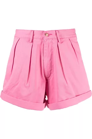 Denimist Pleated cotton mini shorts