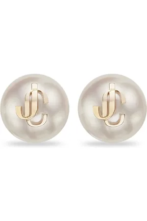 Jimmy Choo Debossed-logo pearl earrings