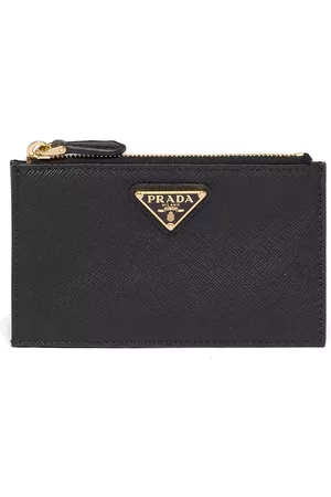 Prada Women Wallets - Leather logo-plaque card holder