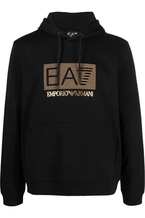 EA7 Men Sweatshirts - Logo-embellished hoodie sweatshirt