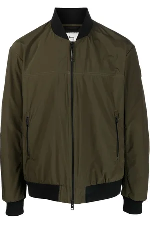Woolrich Men Bomber Jackets - Logo-patch zip-up bomber jacket