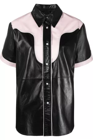 Stand Studio Colour-block leather shirt